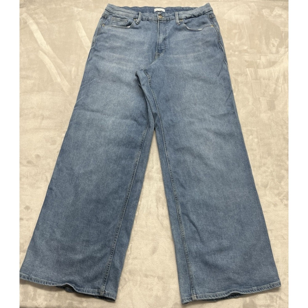 Good American Jeans Women 16 Blue Wide Leg High Rise Stretch Retro 90s Excellent